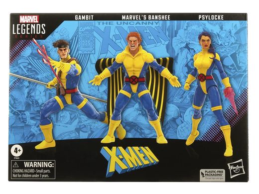 Комплект коллекционных фигур Гамбит, Сайлок и Банши The Uncanny X-Men 60th Anniversary Marvel Legends Banshee, Gambit, & Psylocke Three-Pack