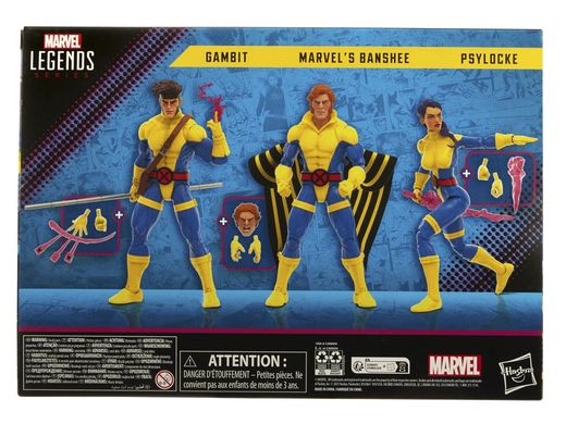 Комплект коллекционных фигур Гамбит, Сайлок и Банши The Uncanny X-Men 60th Anniversary Marvel Legends Banshee, Gambit, & Psylocke Three-Pack