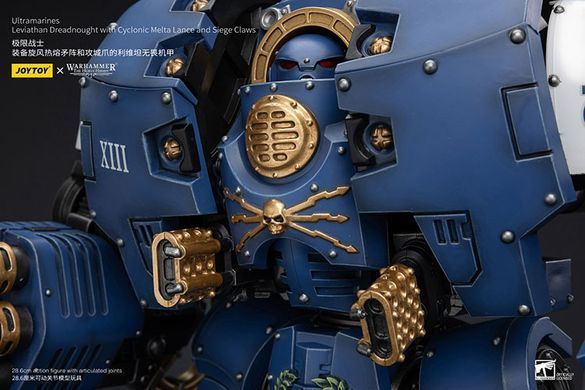 Колекційна фігура Левіафан Дредноут Ультрамаринів Warhammer: The Horus Heresy Ultramarines Leviathan Dreadnought with Cyclonic Melta Lance and Siege Claw 1/18