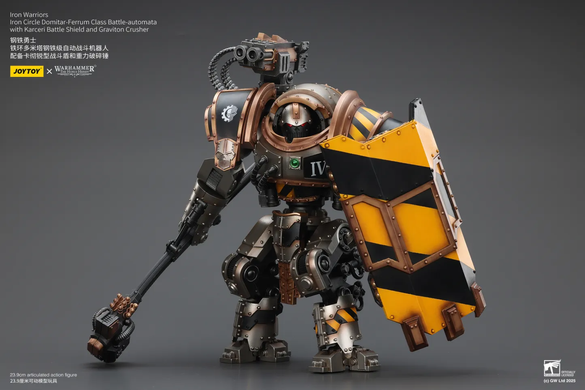 Коллекционная фигура Робот Железного Круга класа "Домитар-Феррум" Warhammer 40K Iron Warriors Iron Circle Domitar-Ferrum Class Battle-automata with Karceri Battle Shield and Graviton Crusher 1/18
