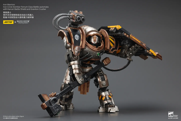 Коллекционная фигура Робот Железного Круга класа "Домитар-Феррум" Warhammer 40K Iron Warriors Iron Circle Domitar-Ferrum Class Battle-automata with Karceri Battle Shield and Graviton Crusher 1/18