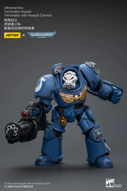 Коллекционная фигура Ультрамарин в броне Терминатора с осадным орудием Warhammer 40K Ultramarines Terminator Squad Terminator with Assault Cannon 1/18
