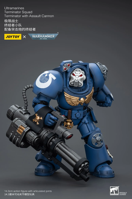 Коллекционная фигура Ультрамарин в броне Терминатора с осадным орудием Warhammer 40K Ultramarines Terminator Squad Terminator with Assault Cannon 1/18