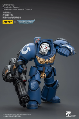 Коллекционная фигура Ультрамарин в броне Терминатора с осадным орудием Warhammer 40K Ultramarines Terminator Squad Terminator with Assault Cannon 1/18