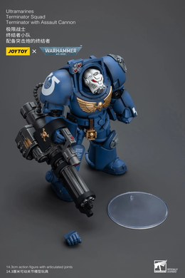 Коллекционная фигура Ультрамарин в броне Терминатора с осадным орудием Warhammer 40K Ultramarines Terminator Squad Terminator with Assault Cannon 1/18