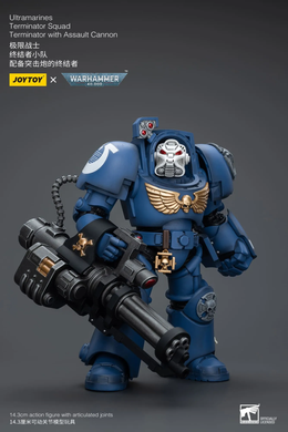 Коллекционная фигура Ультрамарин в броне Терминатора с осадным орудием Warhammer 40K Ultramarines Terminator Squad Terminator with Assault Cannon 1/18