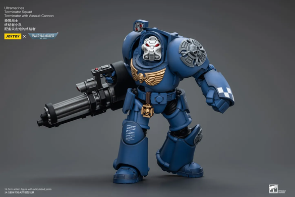 Коллекционная фигура Ультрамарин в броне Терминатора с осадным орудием Warhammer 40K Ultramarines Terminator Squad Terminator with Assault Cannon 1/18