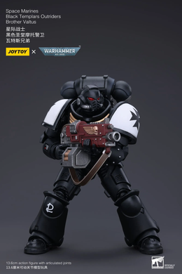 Комплект коллекционных фигур Моторазведчик Темных Храмовников Warhammer 40k Black Templars Assault Intercessor Outriders Brother Valtus 1/18
