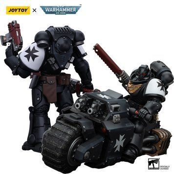Комплект коллекционных фигур Моторазведчик Темных Храмовников Warhammer 40k Black Templars Assault Intercessor Outriders Brother Valtus 1/18
