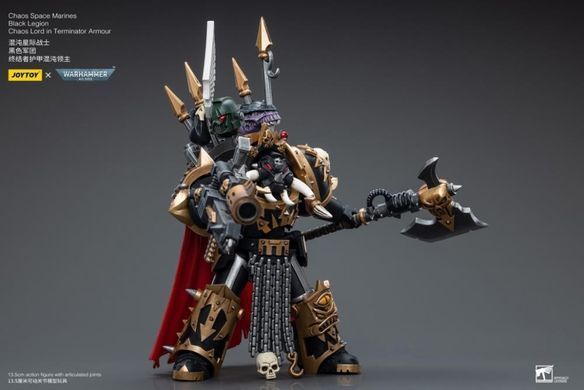 Коллекционная фигура Лорд Хаоса Чорного Легиона в броне терминатора Warhammer 40K Chaos Space Marines Black Legion Chaos Lord in Terminator Armor 1/18