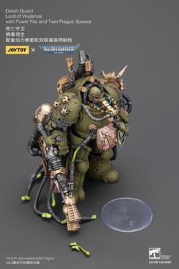 Колекційна фігура Володар Злоби Гвардії Смерті Warhammer 40,000 Death Guard Lord of Virulence with Power Fist and Twin Plague Spewer 1/18