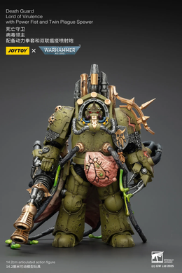 Колекційна фігура Володар Злоби Гвардії Смерті Warhammer 40,000 Death Guard Lord of Virulence with Power Fist and Twin Plague Spewer 1/18