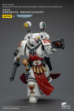 Коллекционная фигура Сангвинарный Жрец Кровавых Ангелов Warhammer 40K Blood Angels Sanguinary Priest with heavy bolt pistol, chainsword and narthecium