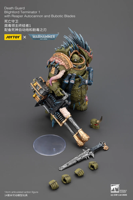 Колекційна фігура Блайтлорд Термінатор Гвардії смерті (вер. 1) Warhammer 40,000 Death Guard Blightlord Terminator (Ver. 1) with Reaper Autocannon and Bubotic Blades 1/18
