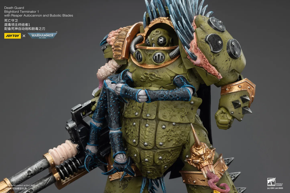 Колекційна фігура Блайтлорд Термінатор Гвардії смерті (вер. 1) Warhammer 40,000 Death Guard Blightlord Terminator (Ver. 1) with Reaper Autocannon and Bubotic Blades 1/18