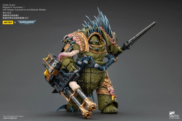 Колекційна фігура Блайтлорд Термінатор Гвардії смерті (вер. 1) Warhammer 40,000 Death Guard Blightlord Terminator (Ver. 1) with Reaper Autocannon and Bubotic Blades 1/18