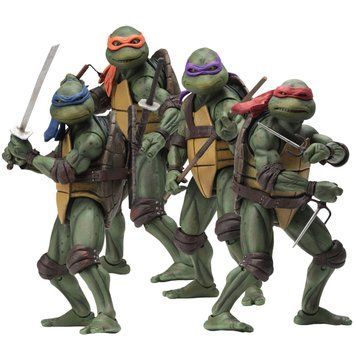 Комплект коллекционных фигур Черепашки-ниндзя NECA Teenage Mutant Ninja Turtles 1990 Leonardo, Donatello, Raphael, Michelangelo
