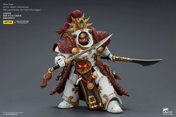 Колекційна фігура Цинь Са, Магістр Кешика Warhammer: The Horus Heresy White Scars Qin Xa Master of the Keshig with The Tails of the Dragon Blades 1/18