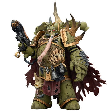 Коллекционная фигура Чемпион Чумной Пехоты Гвардии Смерти Warhammer 40,000 Death Guard Plague Marine Icon Bearer with Boltgun and Plague knife 1/18 (повреждения упаковки)