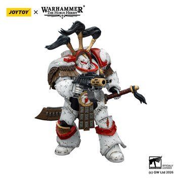 Колекційна фігура Претор Білих Шрамів у броні Катафракт Warhammer 40,000 White Scars Legion Praetor in Cataphractii Terminator Armor with Cyber Hawk, Chogorian Sword and Combi-Melta 1/18