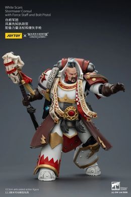 Колекційна фігура Консул-буревісник Білих Шрамів Warhammer 40,000 White Scars Stormseer Consul with Force Staff and Bolt Pistol 1/18
