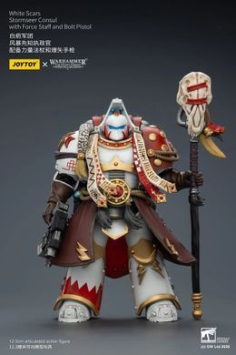Колекційна фігура Консул-буревісник Білих Шрамів Warhammer 40,000 White Scars Stormseer Consul with Force Staff and Bolt Pistol 1/18