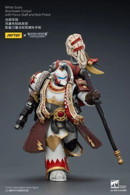 Колекційна фігура Консул-буревісник Білих Шрамів Warhammer 40,000 White Scars Stormseer Consul with Force Staff and Bolt Pistol 1/18