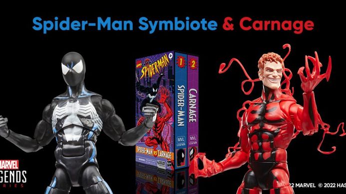 Комплект колекційних фігур Людина-павук симбіот та Карнаж Marvel Legends VHS Spider-Man Symbiote Carnage Comics 2-Pack