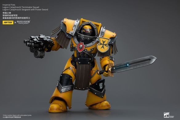Коллекционная фигура Сержант Имперских Кулаков в броне Катафракт Warhammer: The Horus Heresy Imperial Fists Legion Cataphractii Terminator Squad Legion Cataphractii Sergeant with Power Sword 1/18