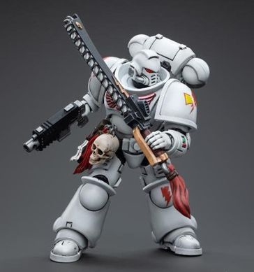 Колекційна фігура піхотинець Білих Шрамів Warhammer 40k White Scars Assault Intercessor Brother Batjargal JoyToy 1/18