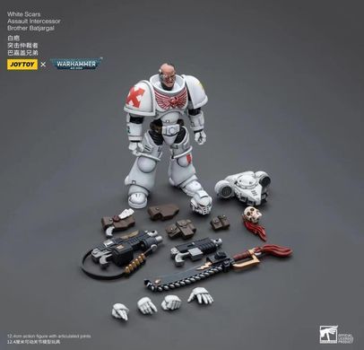 Колекційна фігура піхотинець Білих Шрамів Warhammer 40k White Scars Assault Intercessor Brother Batjargal JoyToy 1/18