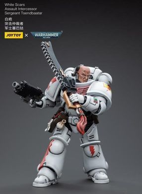Коллекционная фигура Сержант Белых Шрамов JoyToy 1/18 Warhammer 40K White Scars Assault lntercessor Sergeant Tsendbaatar
