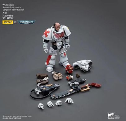 Коллекционная фигура Сержант Белых Шрамов JoyToy 1/18 Warhammer 40K White Scars Assault lntercessor Sergeant Tsendbaatar
