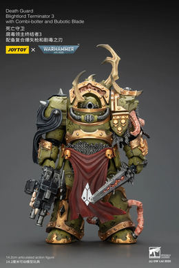 Колекційна фігура Блайтлорд Термінатор Гвардії смерті (вер. 3) Warhammer 40,000 Death Guard Blightlord Terminator (Ver. 3) with Combi-bolter and Bubotic Blade 1/18