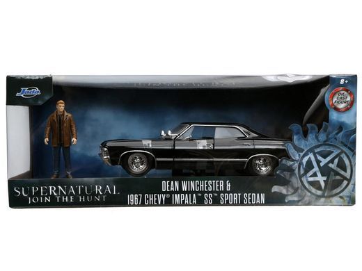 Коллекционная модель Шевроле Импала 1967 и Дин Винчестер Модель Supernatural Hollywood Rides Die-Cast Dean Winchester & 1/24 Scale 1967 Chevy Impala
