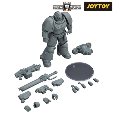 Коллекционная фигура Космический Десантник JoyToy Warhammer 40,000: Space Marine 2, Space Marines Intercessor, Armouring Hall Edition 1/18 (не крашенная)