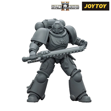 Коллекционная фигура Космический Десантник JoyToy Warhammer 40,000: Space Marine 2, Space Marines Intercessor, Armouring Hall Edition 1/18 (не крашенная)
